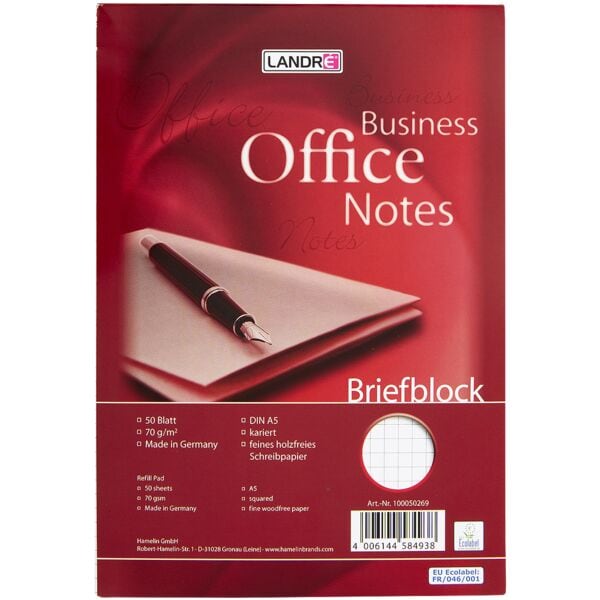 Brievenblok A5 geruit»Work« 100050269