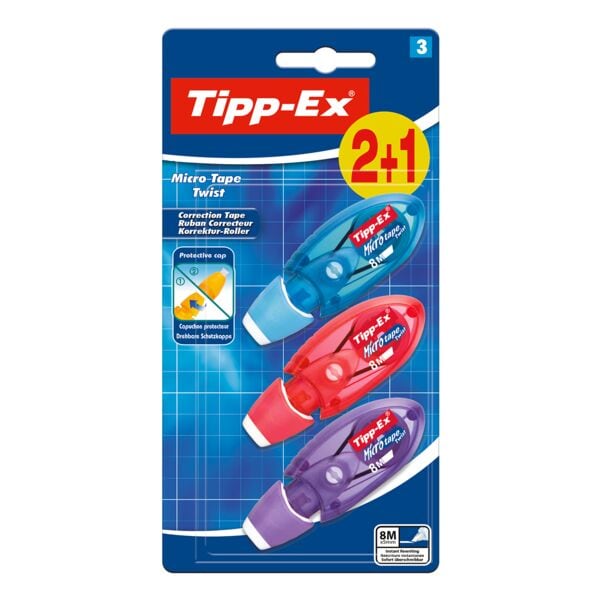 2 + 1 wegwerpcorrectieroller »Micro Tape Twist«