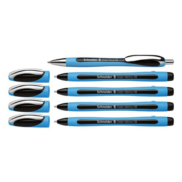 4x balpen »Slider Memo XB« blauw / zwart incl. 1x »Slider Rave XB« balpen