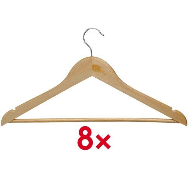 Houten kleerhanger in een set van 8
