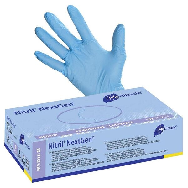 Pak met 100 nitril wegwerphandschoenen »Nitril&reg; NextGen&reg;« M blauw, poedervrij