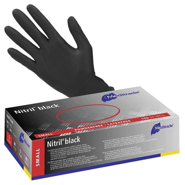 Pak met 100 nitril wegwerphandschoenen »Nitril&reg; black« S zwart, poedervrij