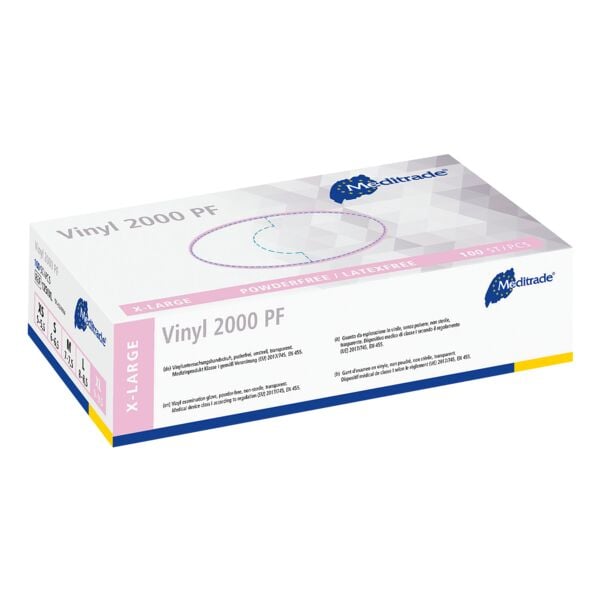 Pak met 100 vinyl wegwerphandschoenen »Vinyl&reg; 2000 PF« XL wit, poedervrij