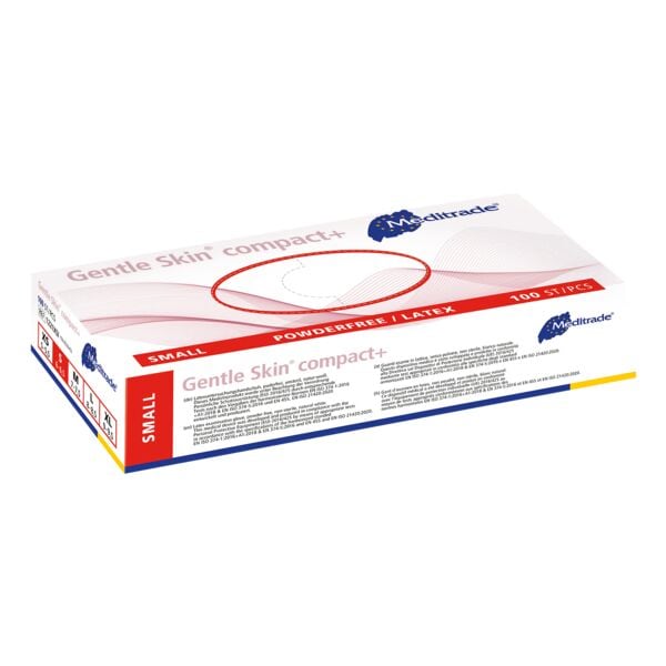 Pak met 100 latex wegwerphandschoenen »Gentle Skin&reg; compact+« S natuurwit, poede