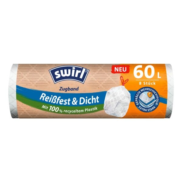 8 afvalzakken met trekkoord 60 L wit