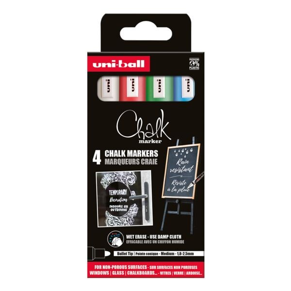 Pak met 4 krijtmarkers »uni Chalk PWE-5M Basic«