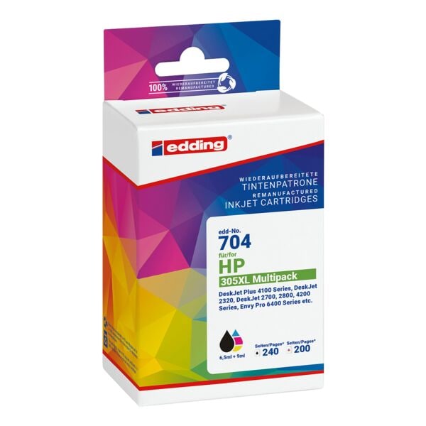 Inktpatroon multipack »EDD-704« vervangt Hewlett Packards »3YM62AE/3YM63AE« nr.