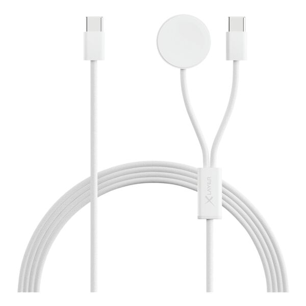 2-in-1 fijn geweven oplaadkabel voor Apple Watch en USB-C