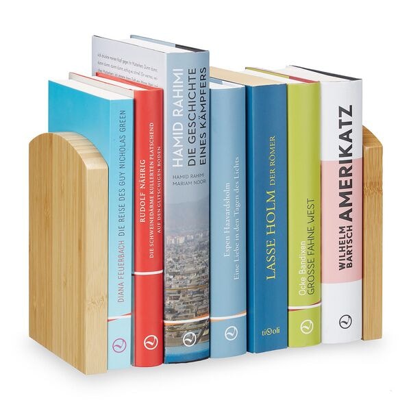 Set van 2 boekensteunen van bamboe