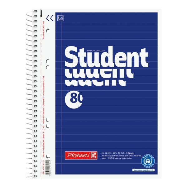 Collegeblok »Student Recycling« A5 gelinieerd