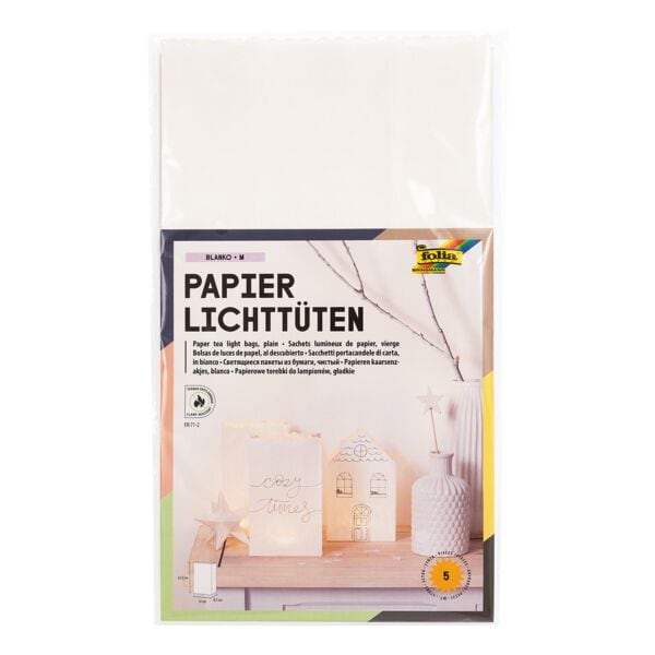 Papieren lichtzakjes »Blanko M« 5 stuks