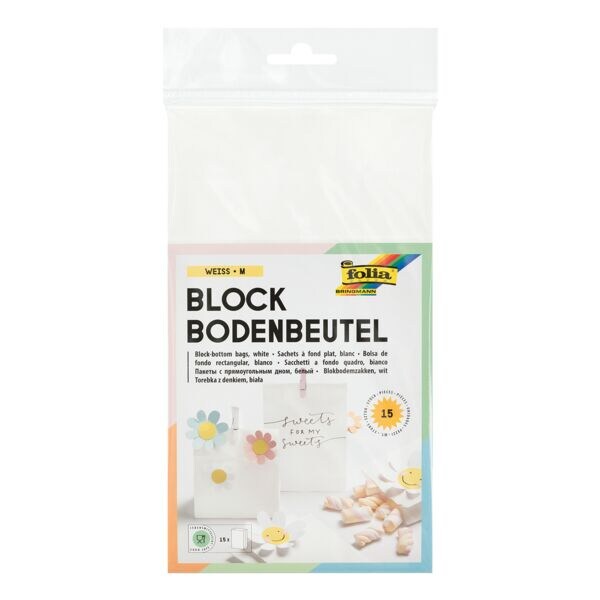 Set van 15 blokbodemzakken maat M