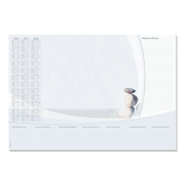 Papieren schrijfonderlegger »Harmony« 30 bladen met kalender voor 2026 / 27 / 28