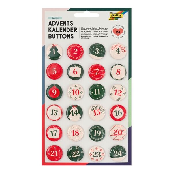 24 stuks adventskalender buttons »Classic«