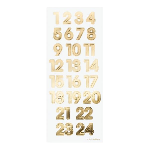 24-delige set adventkalenderstickers »Numbers Gold«