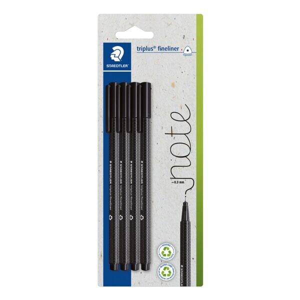 Fineliner »triplus&reg; 334 zwart« 0,3 mm 4 stuks