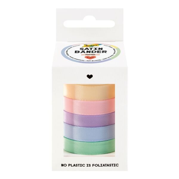 Pak met 5 satijnen linten mix »Pastell« 10 mm x 4 m