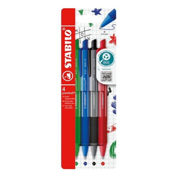 Pak met 4 balpennen »pointball colorful«