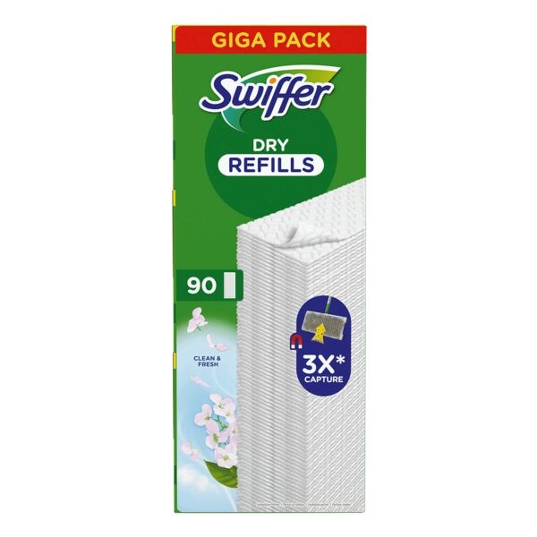 Pak met 90 droge vloerwissers »DRY Fresh & Clean« navulpak