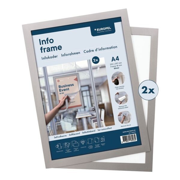 Informatieframe zelfklevend A4 zilver
