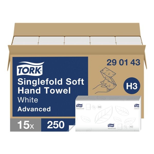 Papieren handdoeken »H3 Advanced« 2-laags wit 15x 250 doekjes