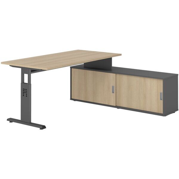 Bureau in hoogte verstelbaar (handmatig) incl. dressoir »Alicante« 160 cm onders
