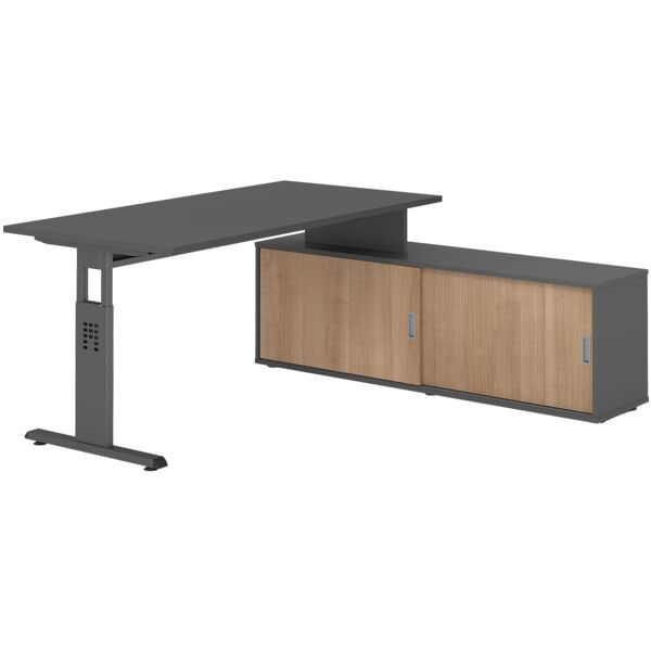 Bureau in hoogte verstelbaar (handmatig) incl. dressoir »Alicante« 160 cm onders