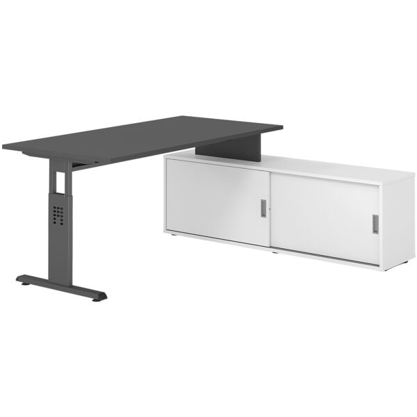 Bureau in hoogte verstelbaar (handmatig) incl. dressoir »Alicante« 160 cm onders