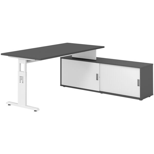 Bureau in hoogte verstelbaar (handmatig) incl. dressoir »Alicante« 160 cm onders