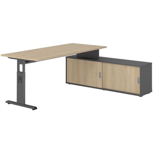 Bureau in hoogte verstelbaar (handmatig) incl. dressoir »Alicante« 180 cm onders