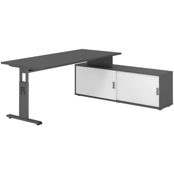 Bureau in hoogte verstelbaar (handmatig) incl. dressoir »Alicante« 180 cm onders