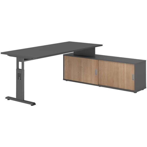 Bureau in hoogte verstelbaar (handmatig) incl. dressoir »Alicante« 180 cm onders