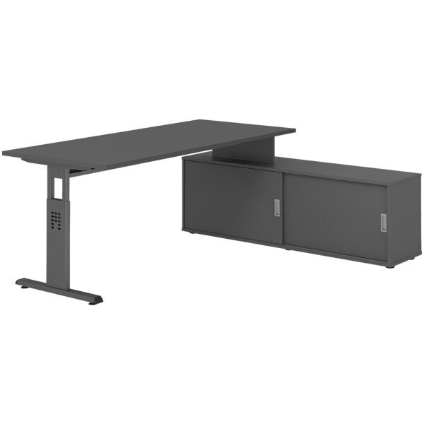 Bureau in hoogte verstelbaar (handmatig) incl. dressoir »Alicante« 180 cm onders