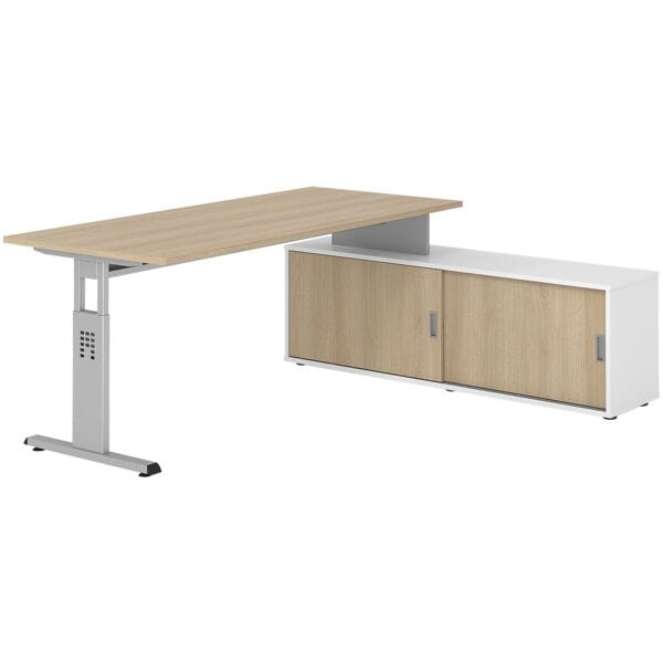 Bureau in hoogte verstelbaar (handmatig) incl. dressoir »Alicante« 180 cm onders