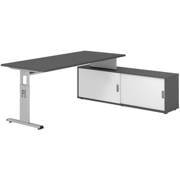 Bureau in hoogte verstelbaar (handmatig) incl. dressoir »Alicante« 180 cm onders