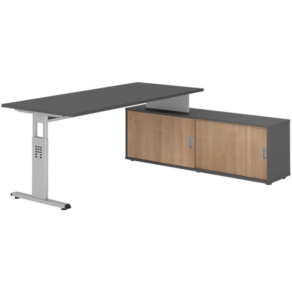 Bureau in hoogte verstelbaar (handmatig) incl. dressoir »Alicante« 180 cm onders