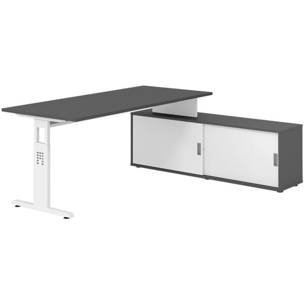 Bureau in hoogte verstelbaar (handmatig) incl. dressoir »Alicante« 180 cm onders