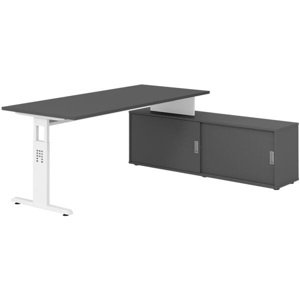 Bureau in hoogte verstelbaar (handmatig) incl. dressoir »Alicante« 180 cm onders