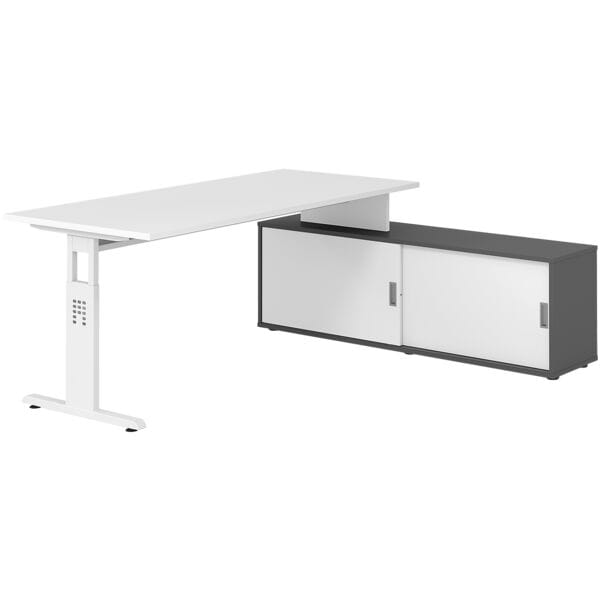 Bureau in hoogte verstelbaar (handmatig) incl. dressoir »Alicante« 180 cm onders