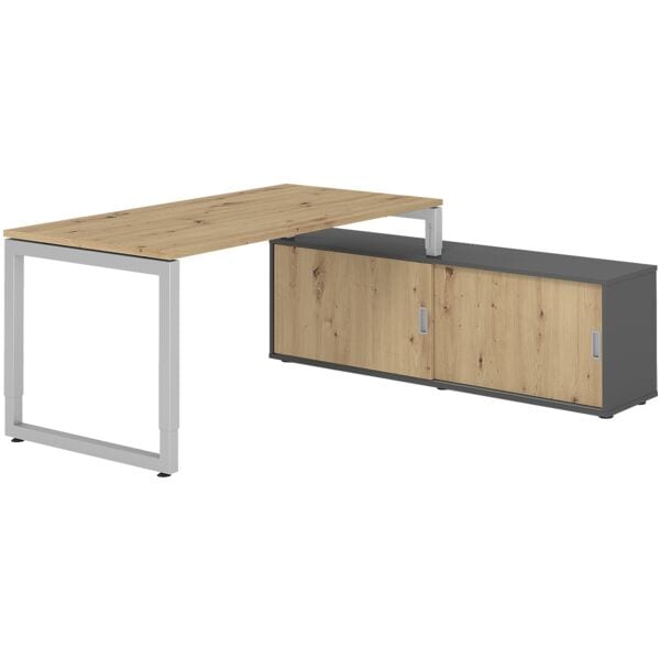 Bureau in hoogte verstelbaar (handmatig) incl. dressoir »Alicante« 160 cm onders