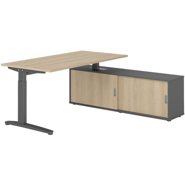 Bureau in hoogte verstelbaar (handmatig) incl. dressoir »Alicante« 160 cm L-onde