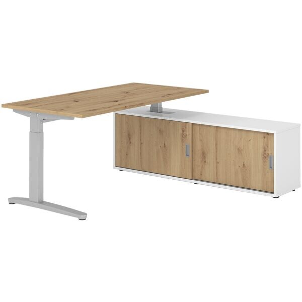 Bureau in hoogte verstelbaar (handmatig) incl. dressoir »Alicante« 160 cm L-onde