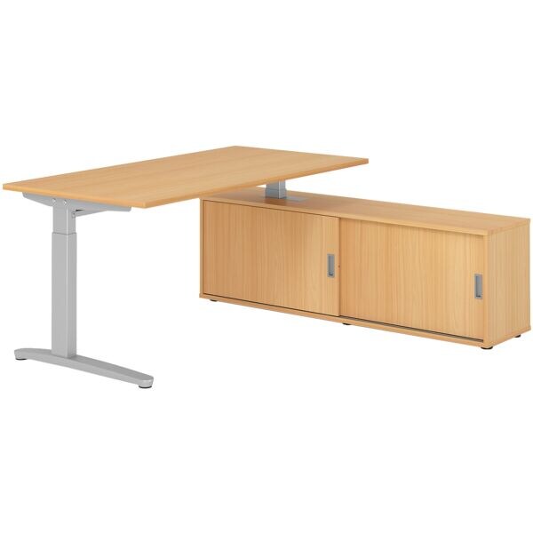 Bureau in hoogte verstelbaar (handmatig) incl. dressoir »Alicante« 160 cm L-onde