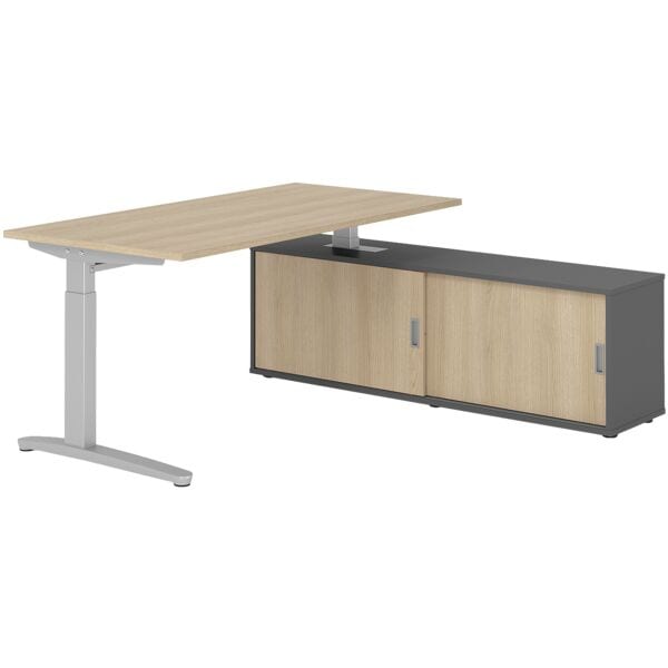 Bureau in hoogte verstelbaar (handmatig) incl. dressoir »Alicante« 160 cm L-onde