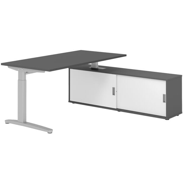 Bureau in hoogte verstelbaar (handmatig) incl. dressoir »Alicante« 160 cm L-onde