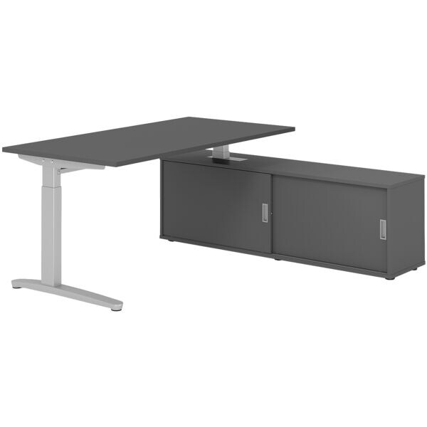 Bureau in hoogte verstelbaar (handmatig) incl. dressoir »Alicante« 160 cm L-onde