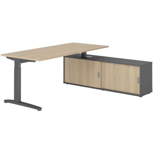Bureau in hoogte verstelbaar (handmatig) incl. dressoir »Alicante« 180 cm L-onde