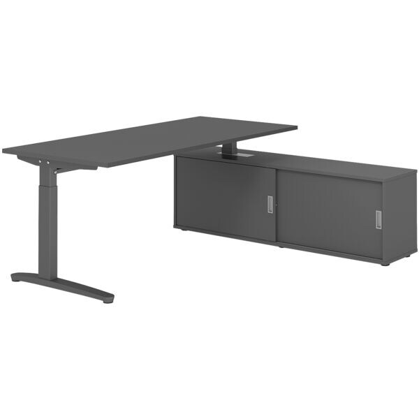 Bureau in hoogte verstelbaar (handmatig) incl. dressoir »Alicante« 180 cm L-onde