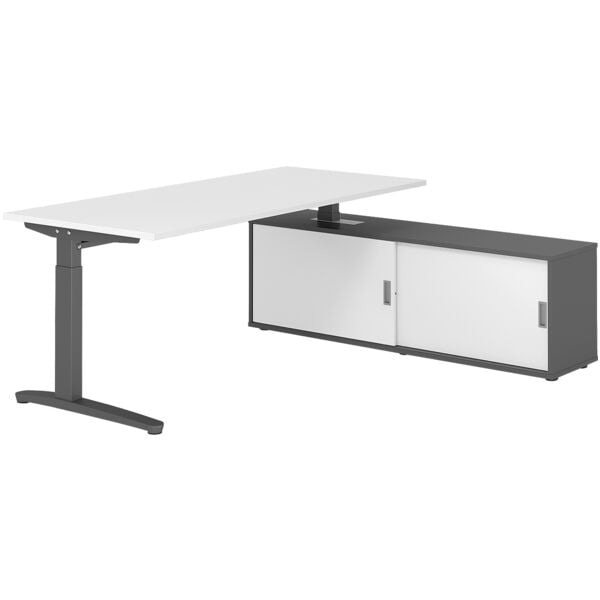 Bureau in hoogte verstelbaar (handmatig) incl. dressoir »Alicante« 180 cm L-onde