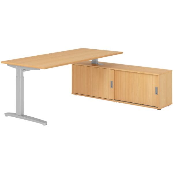 Bureau in hoogte verstelbaar (handmatig) incl. dressoir »Alicante« 180 cm L-onde